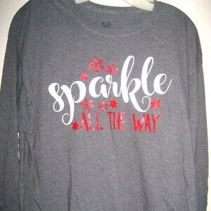 T-Shirt Large Gray Gittery Long sleeve Christmas/Holiday/Winter Fun